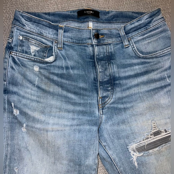 AMIRI Slim Fit Distressed Jeans - Light Blue - Picture 5 of 6